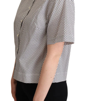 Dolce & Gabbana Black Polka Dot Collared Shirt White Dolce & Gabbana 