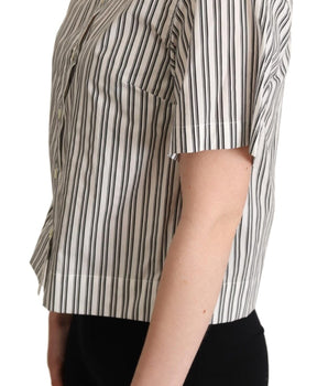 Dolce & Gabbana White Black Striped Shirt Blouse Top Dolce & Gabbana 