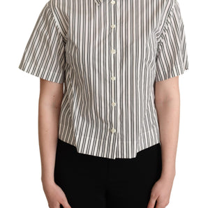 Dolce &amp; Gabbana Elegant Striped Cotton Polo Top