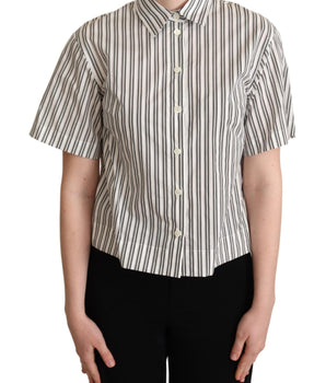 Dolce & Gabbana White Black Striped Shirt Blouse Top Dolce & Gabbana 