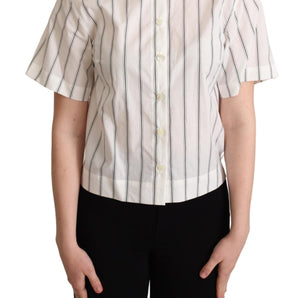 Dolce &amp; Gabbana Elegant Striped Cotton Polo Top