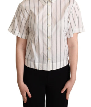Dolce & Gabbana White Black Stripes Collared Shirt Top Dolce & Gabbana 