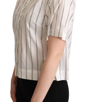 Dolce & Gabbana White Black Stripes Collared Shirt Top Dolce & Gabbana 