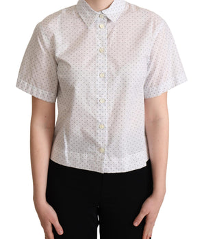 Dolce & Gabbana White Black Polka Dots Collar Blouse Shirt Dolce & Gabbana 