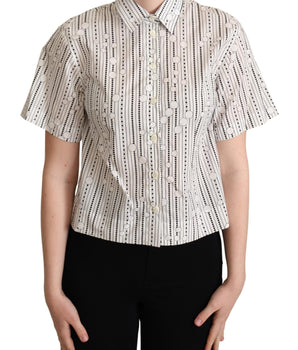 Dolce & Gabbana White Circles Dots Collared Button Up Shirt Dolce & Gabbana 