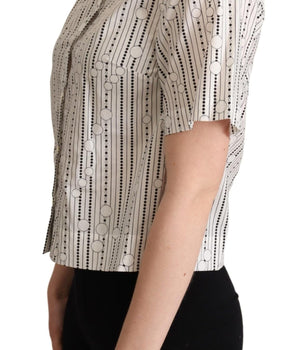 Dolce & Gabbana White Circles Dots Collared Button Up Shirt Dolce & Gabbana 