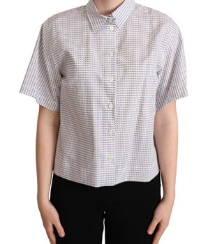 Dolce & Gabbana White Polka Dots Collared Blouse Shirt Dolce & Gabbana 