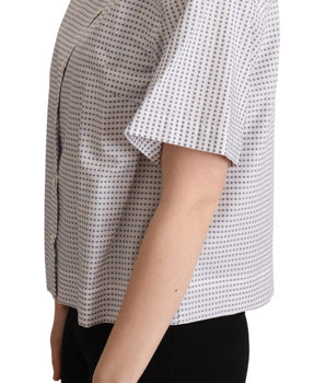 Dolce & Gabbana White Polka Dots Collared Blouse Shirt Dolce & Gabbana 