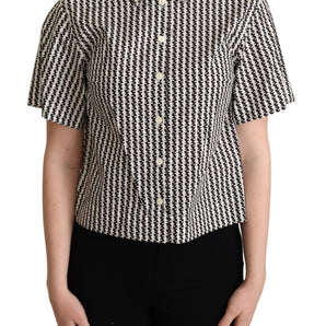 Dolce &amp; Gabbana Elegant Black and White Patterned Cotton Polo