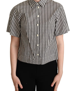 Dolce & Gabbana White Black Fantasy Pattern Shirt Dolce & Gabbana 