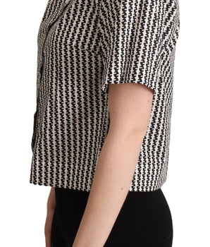 Dolce & Gabbana White Black Fantasy Pattern Shirt Dolce & Gabbana 