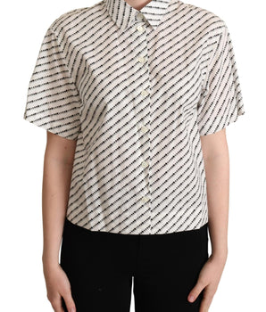 Dolce & Gabbana White Dotted Collared Blouse Shirt Dolce & Gabbana 