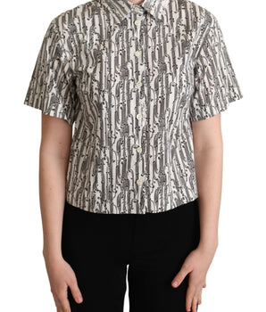 Dolce & Gabbana White Floral Collared Blouse Shirt Dolce & Gabbana 