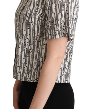 Dolce & Gabbana White Floral Collared Blouse Shirt Dolce & Gabbana 