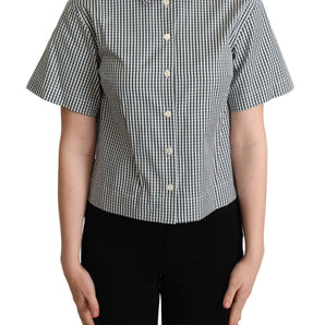 Dolce &amp; Gabbana Elegant Checkered Cotton Polo Top