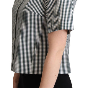 Dolce &amp; Gabbana Elegant Checkered Cotton Polo Top