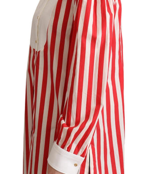 Dolce & Gabbana Red White Striped Long Sleeves Formal Shirt Dolce & Gabbana 