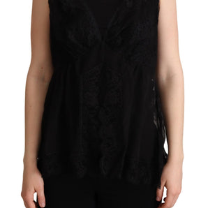 Dolce & Gabbana Lustrous Silk-Blend Lace Trim Camisole