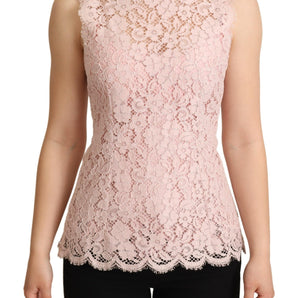 Dolce &amp; Gabbana Elegant Pink Lace Sleeveless Blouse