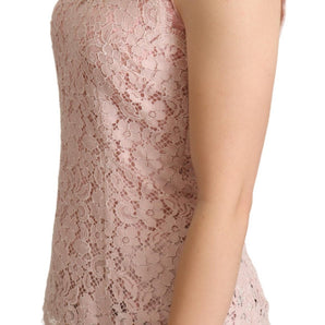 Dolce &amp; Gabbana Elegante blusa sin mangas de encaje rosa