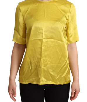 Dolce & Gabbana Yellow Silk Short Sleeve Blouse T-shirt Dolce & Gabbana 