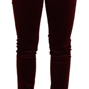 Dolce &amp; Gabbana Exquisite Bordeaux Red Skinny Pants