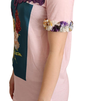 Dolce &amp; Gabbana Elegant Floral Rose Applique T-Shirt