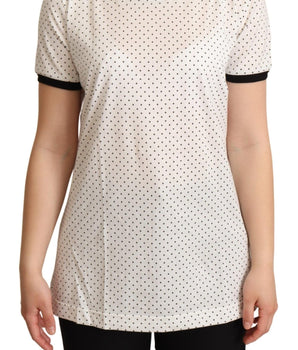 Dolce & Gabbana White Dotted Crewneck Cotton T-shirt Dolce & Gabbana 