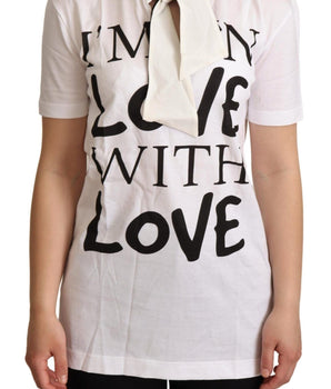 Dolce & Gabbana White Cotton Silk I'm In Love Top T-shirt Dolce & Gabbana 