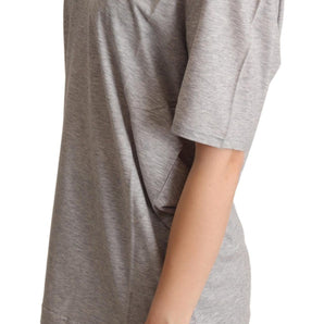 Dolce &amp; Gabbana Elegant Gray V-Neck Cotton Tee