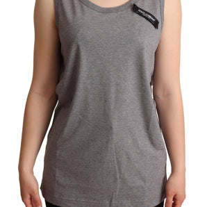 Dolce &amp; Gabbana Elegant Gray Cotton Jersey Sleeveless Tank