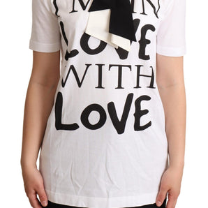 Dolce &amp; Gabbana Chic Love Slogan Silk Cotton Tee