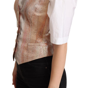 Dolce &amp; Gabbana Elegant Pink Metallic Sheen Waistcoat