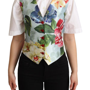 Dolce &amp; Gabbana Elegant Floral Print Silk Waistcoat