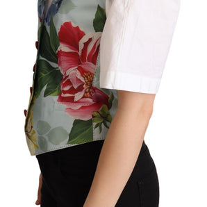 Dolce &amp; Gabbana Elegant Floral Print Silk Waistcoat