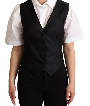 Dolce & Gabbana Elegant Silk Blend Black Waistcoat Dolce & Gabbana 