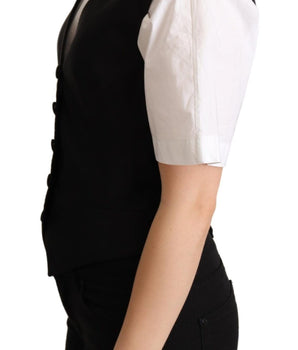 Dolce & Gabbana Elegant Silk Blend Black Waistcoat Dolce & Gabbana 