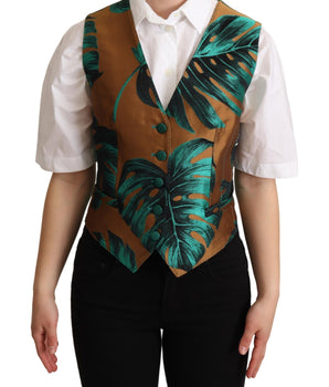 Dolce &amp; Gabbana Elegante chaleco con estampado de hojas verdes