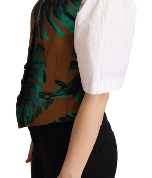 Dolce &amp; Gabbana Elegante chaleco con estampado de hojas verdes