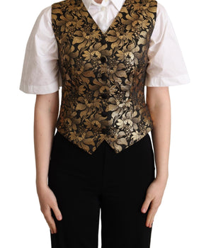 Dolce & Gabbana Elegant Black Jacquard Waistcoat Dolce & Gabbana 
