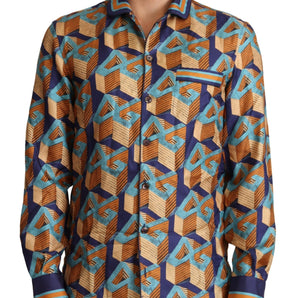 Dolce &amp; Gabbana Camisa casual elegante de seda con logotipo DG