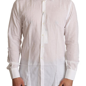 Dolce &amp; Gabbana Elegant White Slim Fit Martini Dress Shirt