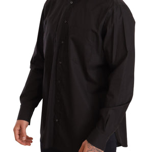 Dolce &amp; Gabbana Camisa Hombre Elegante Negra 100% Algodón