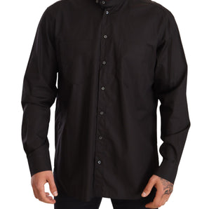 Dolce &amp; Gabbana Camisa Hombre Elegante Negra 100% Algodón