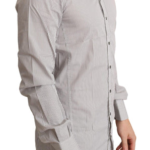 Dolce & Gabbana Elegant Gray Striped Slim Fit Dress Shirt