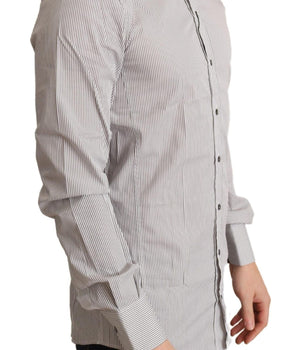 Dolce & Gabbana Elegant Gray Striped Slim Fit Dress Shirt Dolce & Gabbana 