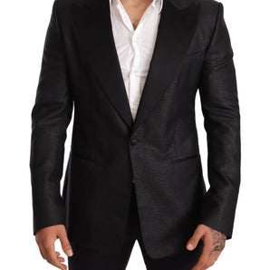 Dolce & Gabbana Elegant Black Metallic Slim Fit Blazer Jacket