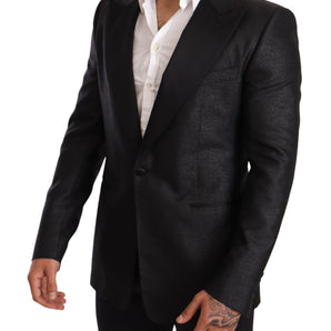 Dolce & Gabbana Elegant Black Metallic Slim Fit Blazer Jacket