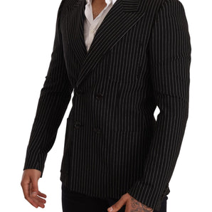 Dolce & Gabbana Elegant Striped Wool Blazer with Silk Lining