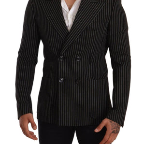 Dolce &amp; Gabbana Elegant Striped Wool Blazer with Silk Lining